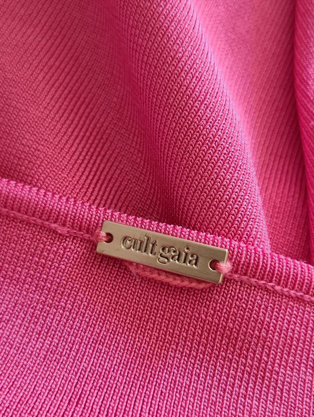 CULT GAIA Leslie Knit Halter Dress In Pink Blossom Size L Org $318 - Picture 6 of 12